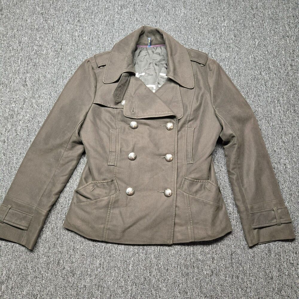 Millard Fillmore MF13 Faux Suede Jacket Womens Small Brown Coat Skull Button